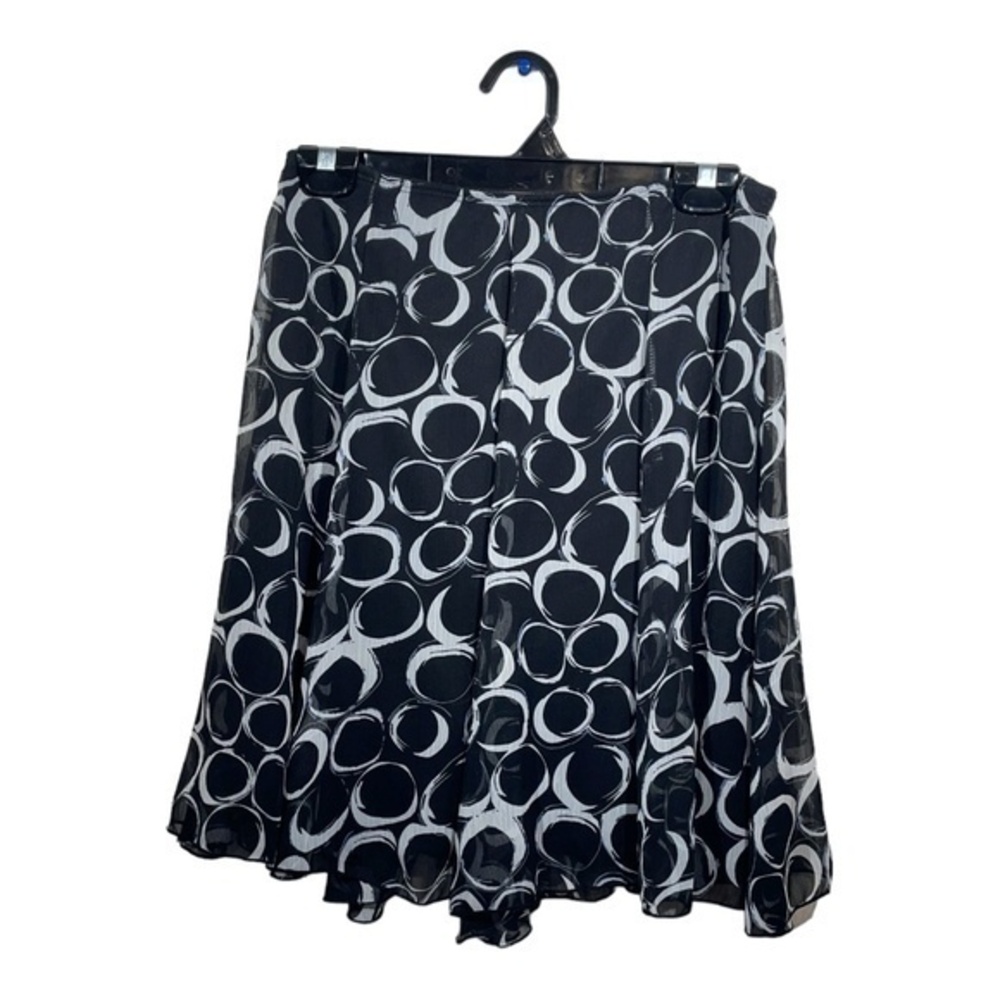 Vamp Womens Lined Chiffon Skirt Mini Pull on Geometric Print Black White Size S